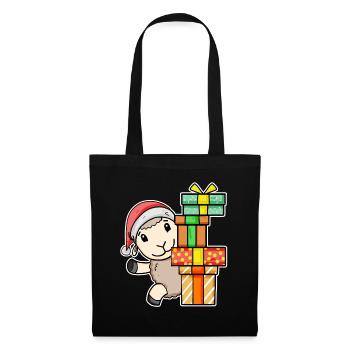 Weihnachten Schaf mit Geschenke - Stoffbeutel - Schwarz - Vorne