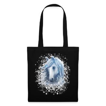 Tête de cheval dans la neige Star Winter - Sac en tissu - noir - Devant