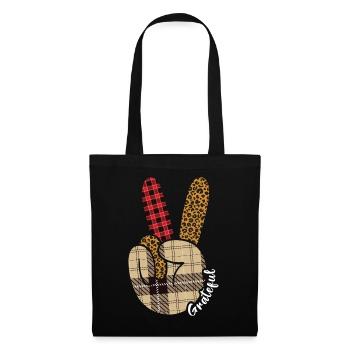 Turkey Love Peace Autumn Pattern Fall Thanksgiving - Tote Bag - black - Front