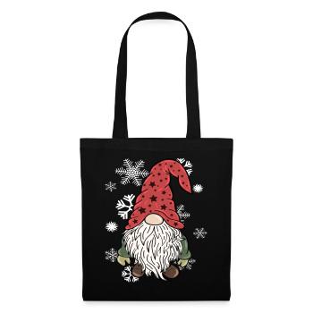 Gnom Weihnachts Wichtel Schneeflocken - Stoffbeutel - Schwarz - Vorne