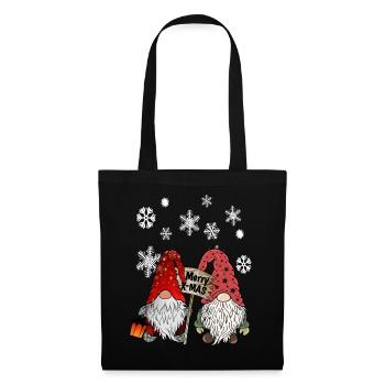 Gnome Christmas Elves with Snowflakes - Tote Bag - black - Front