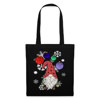 Gnome Weihnachts Wichtel mit Schneeflocken - Stoffbeutel - Schwarz - Vorne