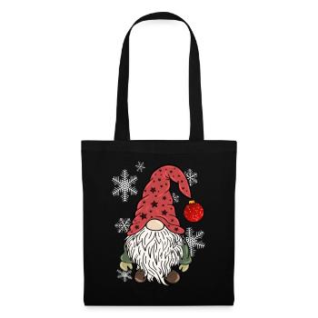 Vintage Gnom Weihnachts Wichtel - Stoffbeutel - Schwarz - Vorne