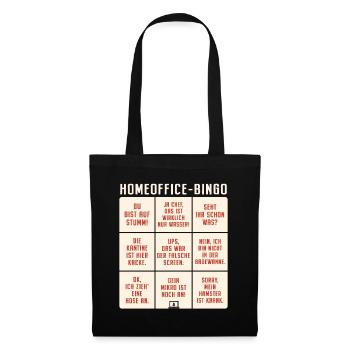 Homeoffice Bingo Büro Heimarbeit Home Office - Stoffbeutel - Schwarz - Vorne