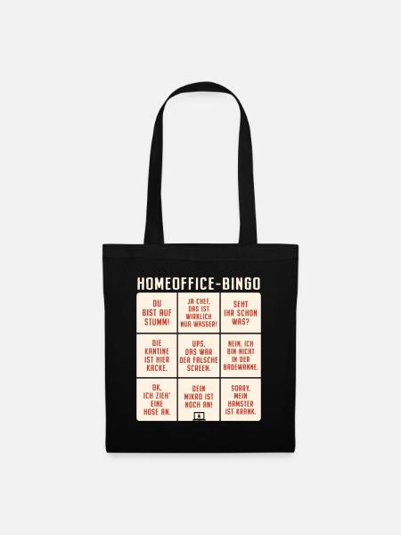 Homeoffice Bingo Büro Heimarbeit Home Office - Stoffbeutel - Schwarz