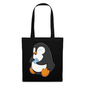 Pinguin Eiswürfel - Stoffbeutel - Schwarz - Vorne