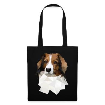 Kooikerhondje im Polygon Style - Stoffbeutel - Schwarz - Vorne