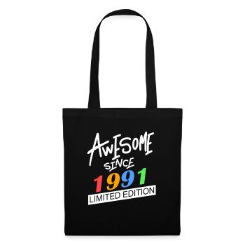 1991 - Jahrgang 1991 - Geburtsjahr 1991 - Stoffbeutel - Schwarz - Vorne