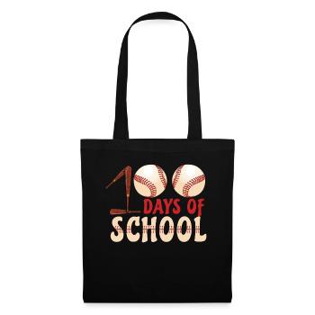 Baseball Ball Schüler 100. Tag 100 Tage Schule - Stoffbeutel - Schwarz - Vorne