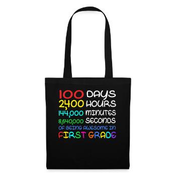 100. Tag 1. Klasse Awesome 100 Tage Schule - Stoffbeutel - Schwarz - Vorne