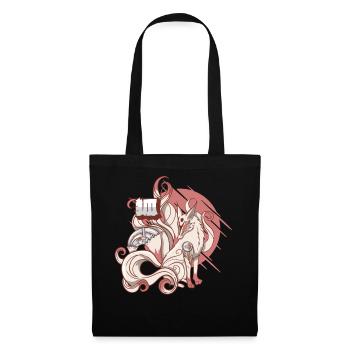 Cyborg Kitsune Nine-tailed Fox Cyber Aesthetic - Tote Bag - black - Front
