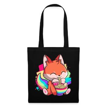 Kawaii Fox Japanese Ramen Noodles Rainbow Nied - Tote Bag - black - Front