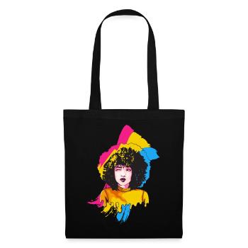 Afro Girl Pansexuelle Flagge Schwarze Geschichte M - Stoffbeutel - Schwarz - Vorne