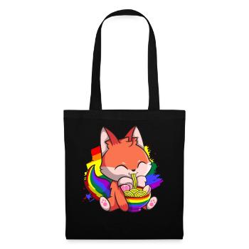 Gay Pride Kawaii Fox Ramen Noodles Rainbow Fla - Tote Bag - black - Front
