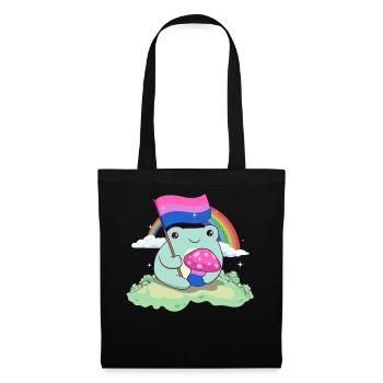 Bisexual Pride Bi Kawaii Frog Mushroom Bisexual Fl - Sac en tissu - noir - Devant