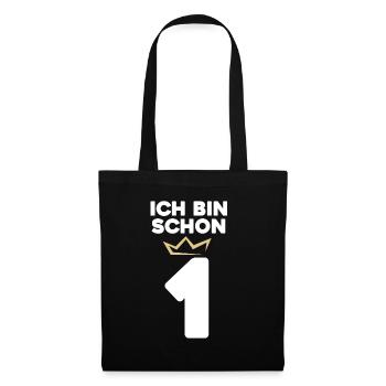 1 Geburtstag - 1 Jahre mit Krone - Stoffbeutel - Schwarz - Vorne