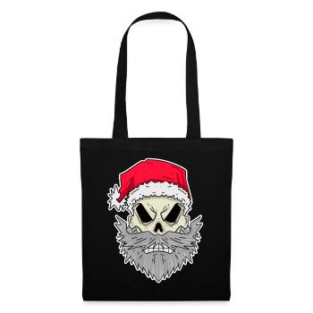 Weihnachtsmann Totenkopf - Stoffbeutel - Schwarz - Vorne