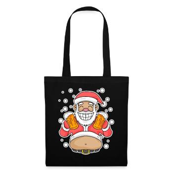 Weichmachten Bier Weihnachtsmann - Stoffbeutel - Schwarz - Vorne