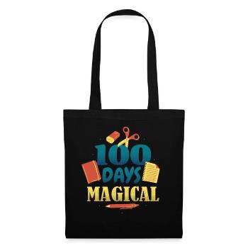 Bücher Stift 100. Tag Magische 100 Tage Schule - Stoffbeutel - Schwarz - Vorne