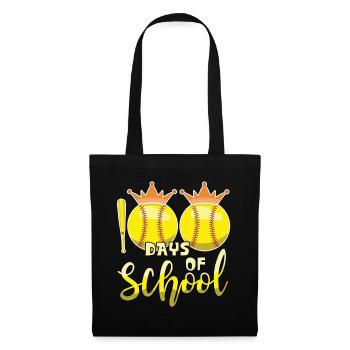 100e jour de baseball softball 100 jours d’école - Sac en tissu - noir - Devant