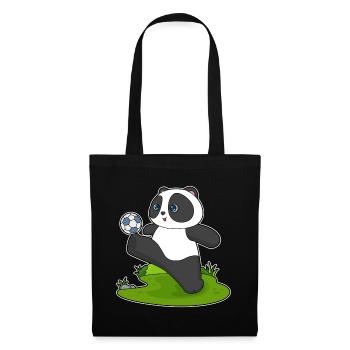Panda Fußballspieler Fußball - Stoffbeutel - Schwarz - Vorne