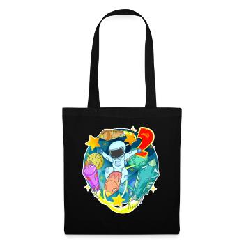 2ème anniversaire 2 ans jeune astronaute de l’espace - Sac en tissu - noir - Devant