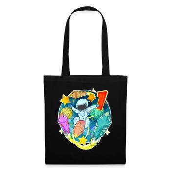 1er anniversaire 1 an Univers jeune astronaute - Sac en tissu - noir - Devant
