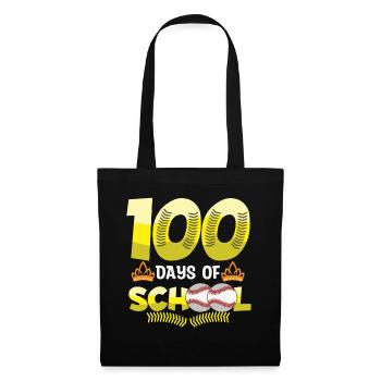 100e jour de softball baseball 100 jours d’école - Sac en tissu - noir - Devant