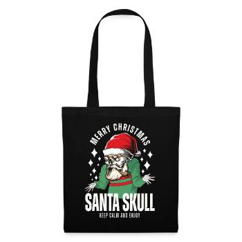 Nikolaus Totenkopf Weihnachts Design - Stoffbeutel - Schwarz - Vorne