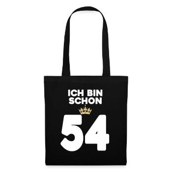 54. Geburtstag Geschenk - 54 Jahre mit Krone - Stoffbeutel - Schwarz - Vorne