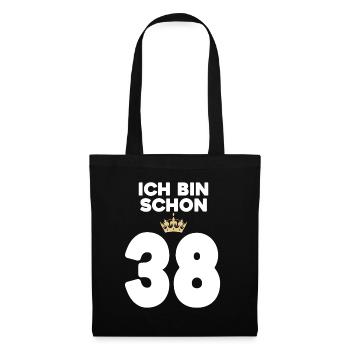 34. Geburtstag Geschenk - 34 Jahre mit Krone - Stoffbeutel - Schwarz - Vorne