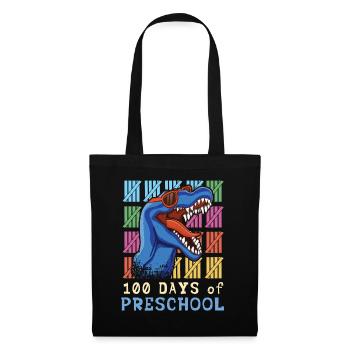 Roar Preschool 100th Dinosaur 100 Days Of School - Tote Bag - black - Front