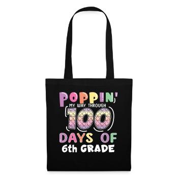 100. Tag 6. Klasse Pop Bubble 100 Tage Schule - Stoffbeutel - Schwarz - Vorne