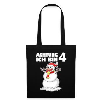 4.Geburtstag 4 Jahre alt Schneemann Geschenk - Stoffbeutel - Schwarz - Vorne