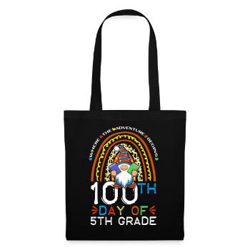 5. Klasse Gnom Happy 100th Day 100 Tage Schule - Stoffbeutel - Schwarz - Vorne
