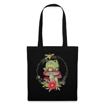 Cottagecore Esthétique Kawaii Frog Thé Champignon - Sac en tissu - noir - Devant