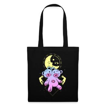 Kawaii Ours Pastel Goth Croissant de Lune Gothique - Sac en tissu - noir - Devant