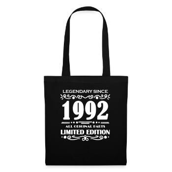 1992 - Baujahr 1992 - Jahrgang 1992 - Stoffbeutel - Schwarz - Vorne