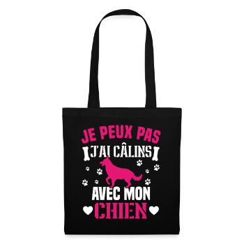 je peux pas j'ai câlins avec mon chien humour - Sac en tissu - noir - Devant