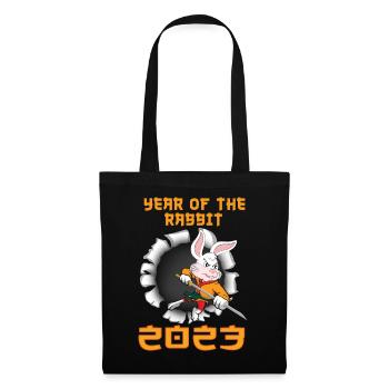 Chinese New Year Rabbit Fight 2023 Happy New Year - Stoffbeutel - Schwarz - Vorne