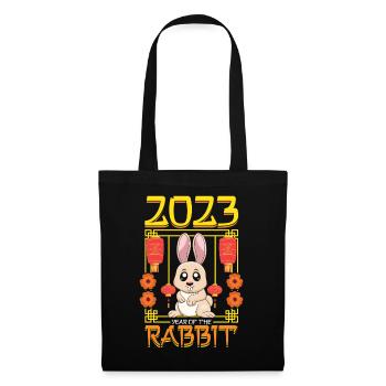 Joyeux Nouvel An chinois du Lapin 2023 - Sac en tissu - noir - Devant