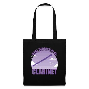 Clarinette Instrument Musicien Fille Cadeau - Sac en tissu - noir - Devant