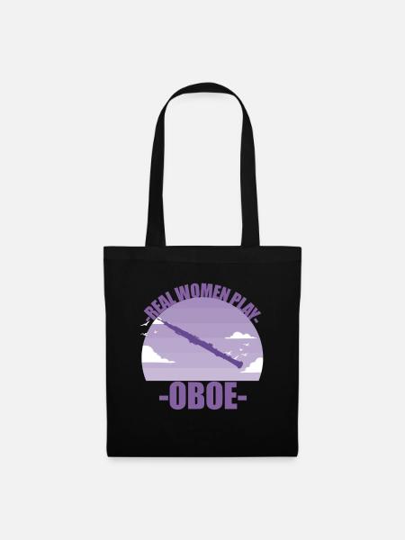 Oboe Instrument Musikerin Mädchen Geschenk - Stoffbeutel - Schwarz