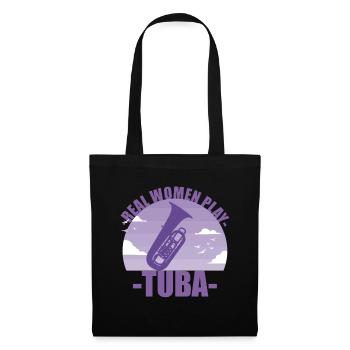 Tuba Instrument Musicien Fille Cadeau - Sac en tissu - noir - Devant
