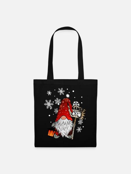 Gamer Wichtel Schneeflocken Christmas Gnom - Stoffbeutel - Schwarz