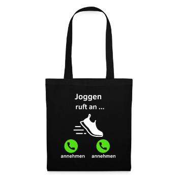 Joggen ruft an - annehmen oder annehmen? - Stoffbeutel - Schwarz - Vorne