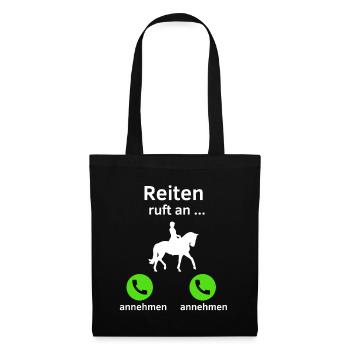 Reiten ruft an - annehmen oder annehmen? - Stoffbeutel - Schwarz - Vorne