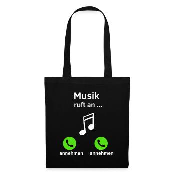 Musik ruft an - annehmen oder annehmen? - Stoffbeutel - Schwarz - Vorne