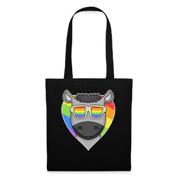 Gay LGBT Tier Esel Regenbogen Herz - Stoffbeutel - Schwarz - Vorne
