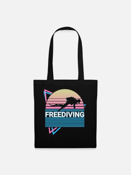 Freitauchen Freitaucher Retro - Stoffbeutel - Schwarz